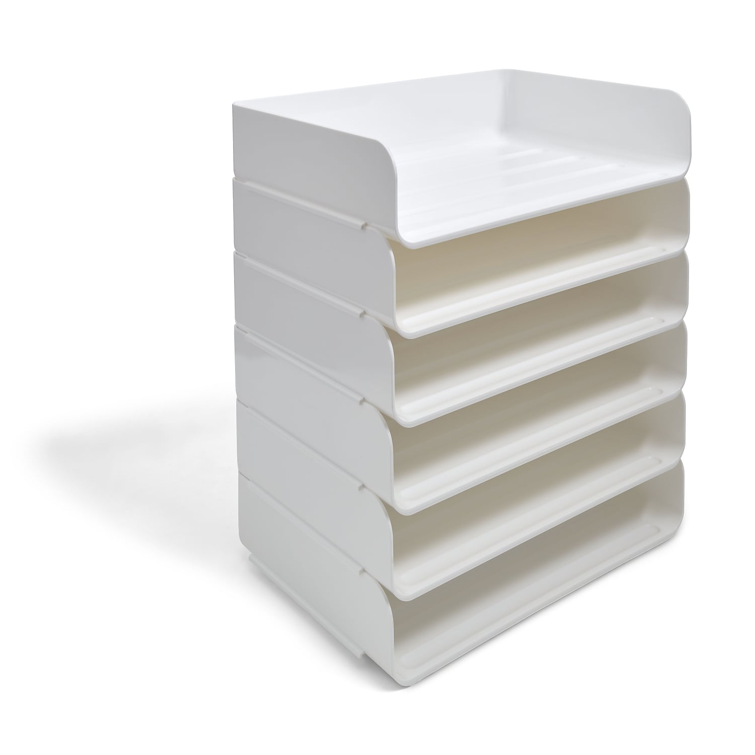 TRU RED Side Load Stackable Plastic Letter Tray White 12/Carton TR55330VS