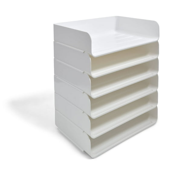 Staples TRU RED Side Load Stackable Plastic Letter Tray White 12/Carton TR55330VS