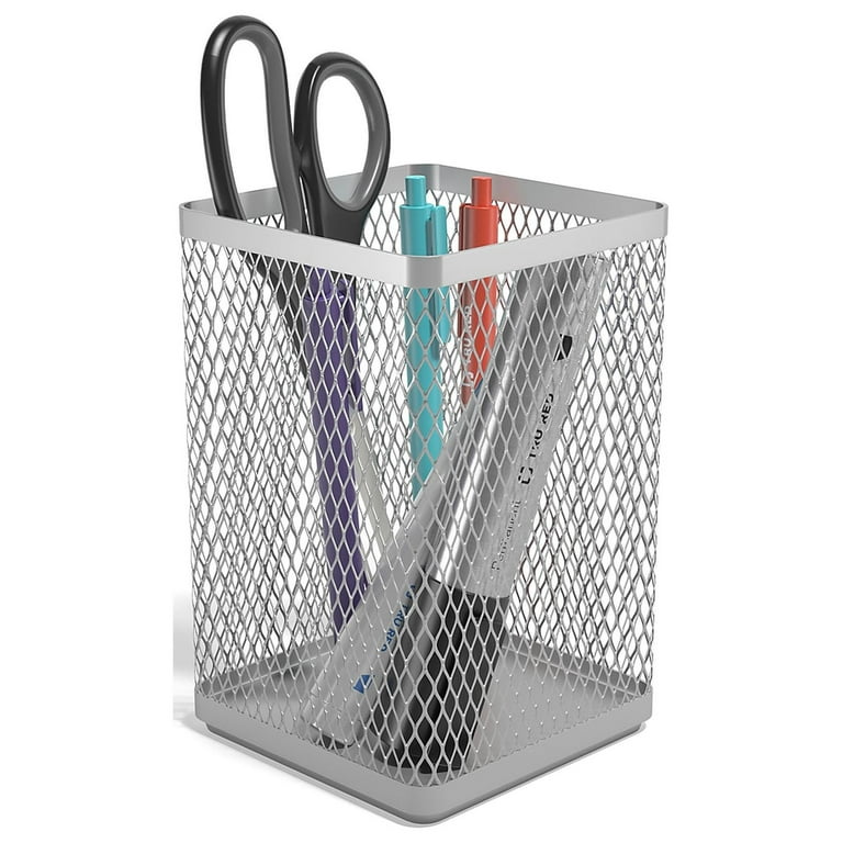 Wire Mesh Jumbo Pencil Holder, 4.33 x 4.33 x 6.69, Silver Wire Mesh Jumbo Pencil Holder, 4.33 x 4.33 x 6.69, Silver