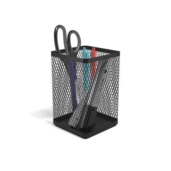 Wire Mesh Jumbo Pencil Holder 4.33 x 4.33 x 6.69 Black TR57573CC
