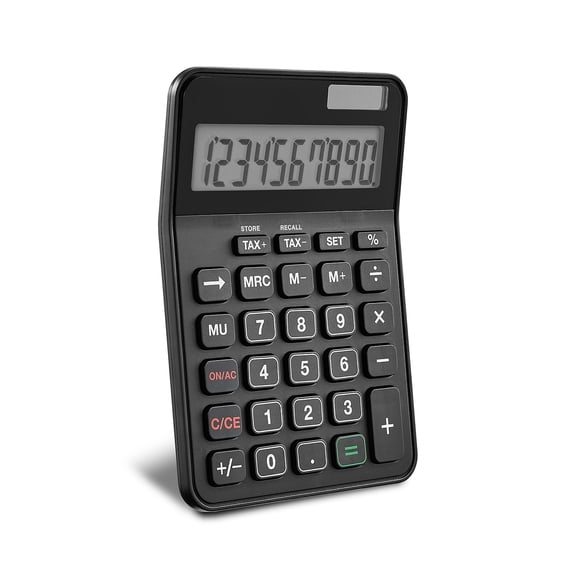 TRU RED Staples 10 -Digit Battery/Solar Powered Basic Calculator Black (ST240-CC)