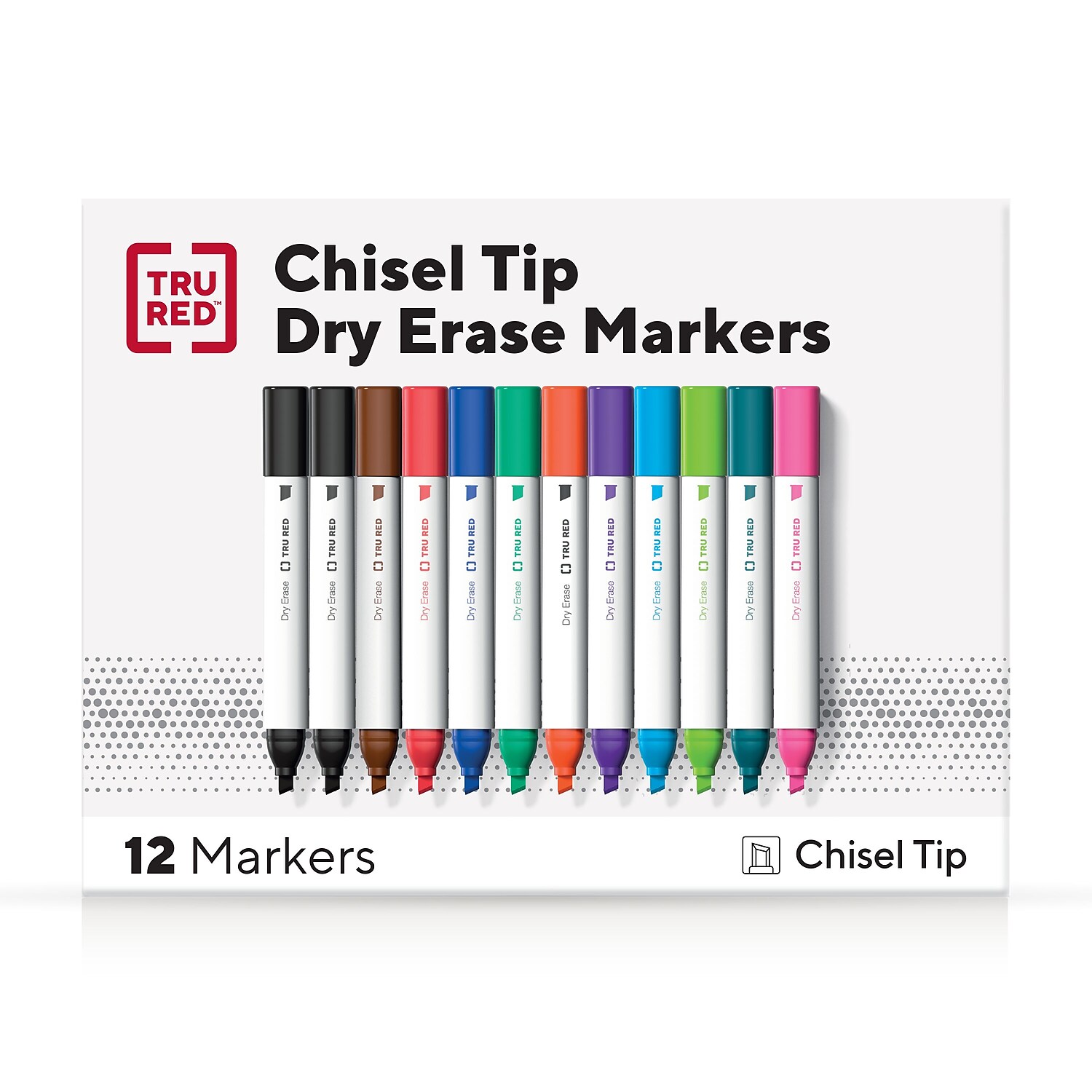 TRU RED Tank Dry Erase Markers Chisel Tip Assorted 12/Pack (TR54567