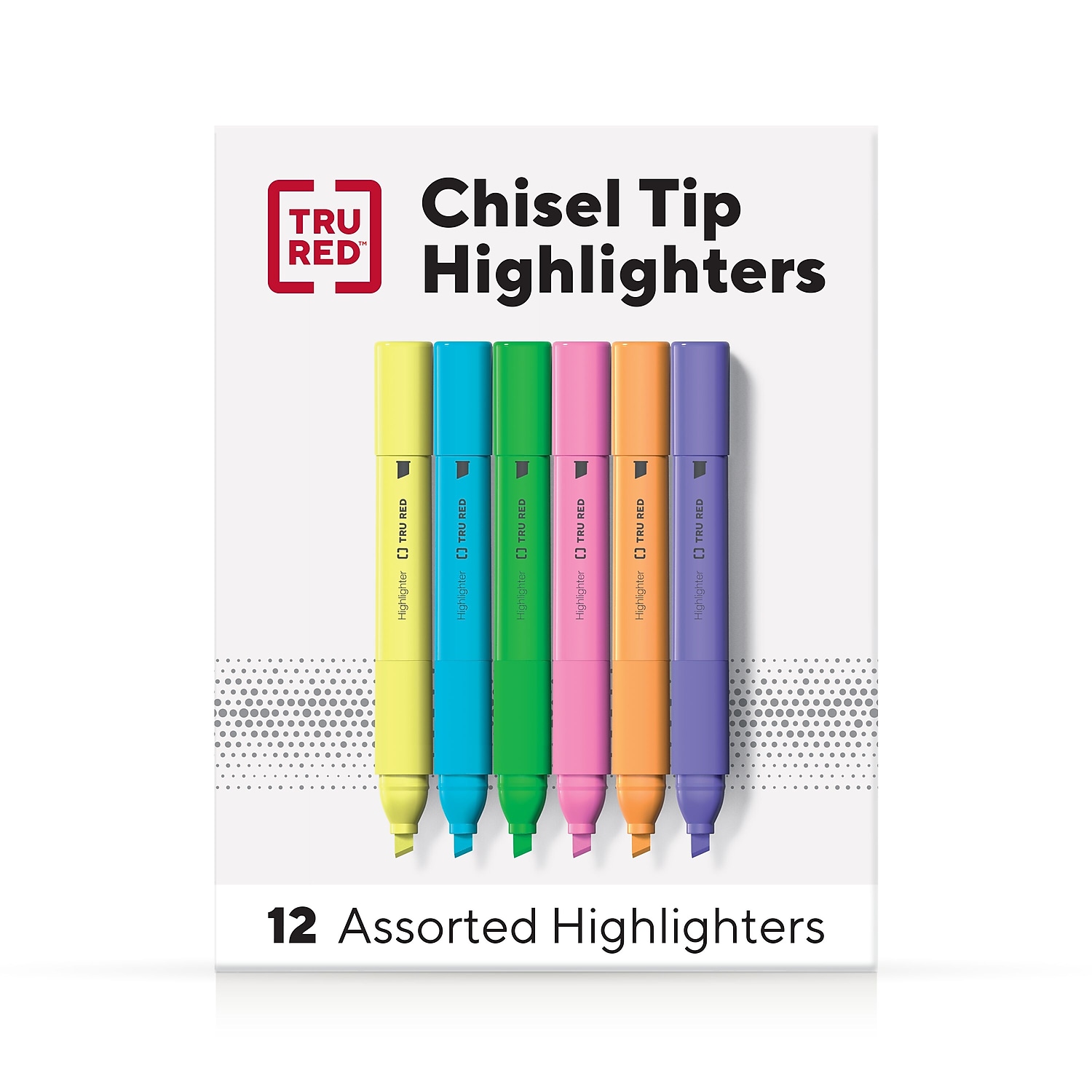 TRU RED Tank Highlighter with Grip Chisel Tip Asst 12/Pack TR54585