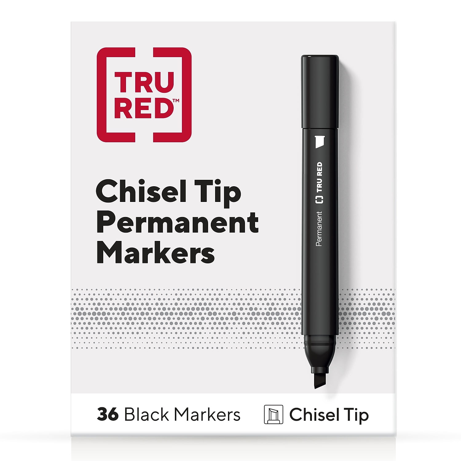 Staples TRU RED Tank Permanent Markers Chisel Tip Blk 36/Pack TR54544