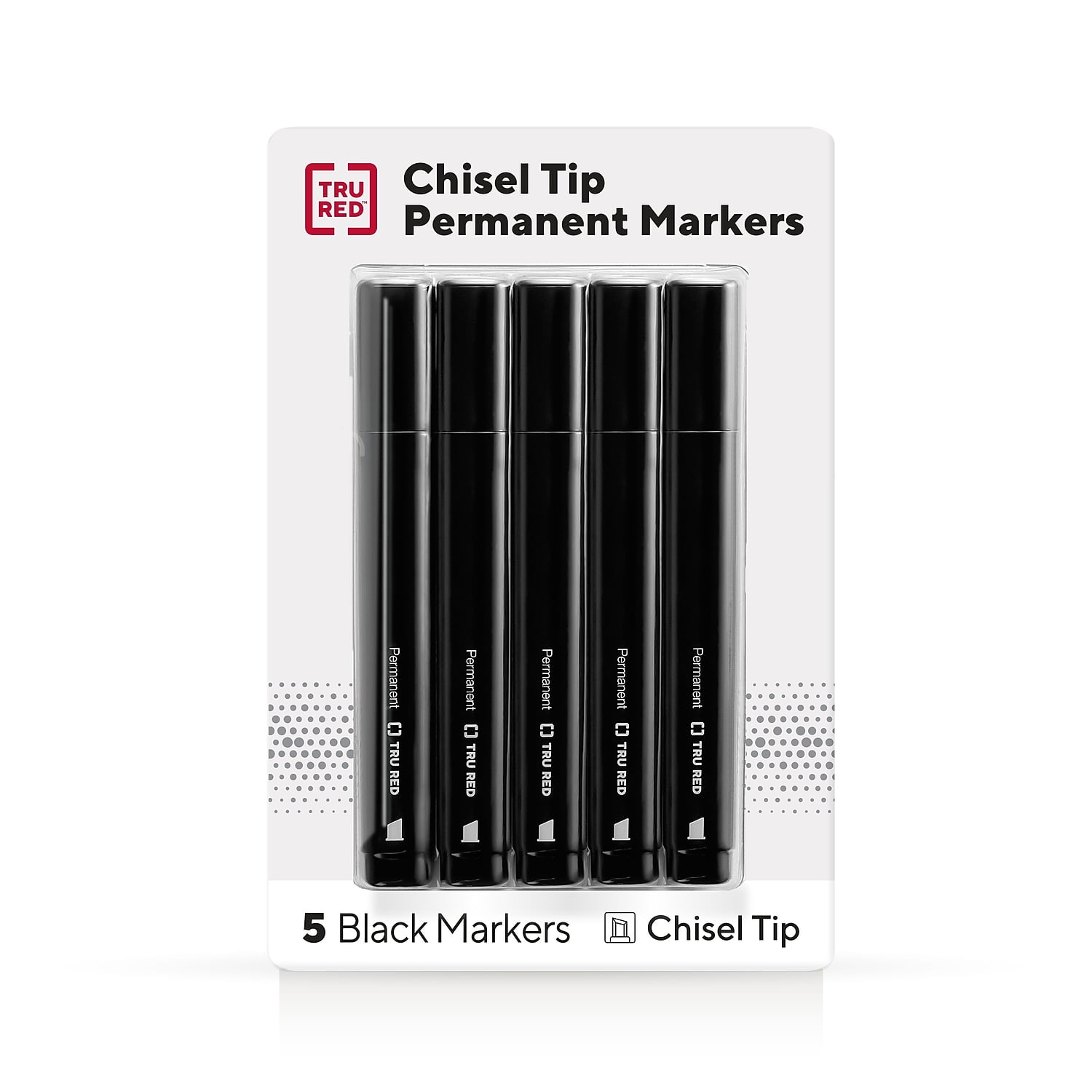 Staples TRU RED Tank Permanent Markers Chisel Tip Blk 5/Pack TR54523