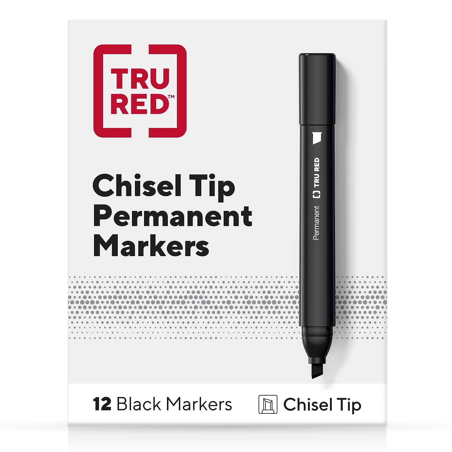 Staples TRU RED Tank Permanent Markers Chisel Tip Blk Dozen TR54532