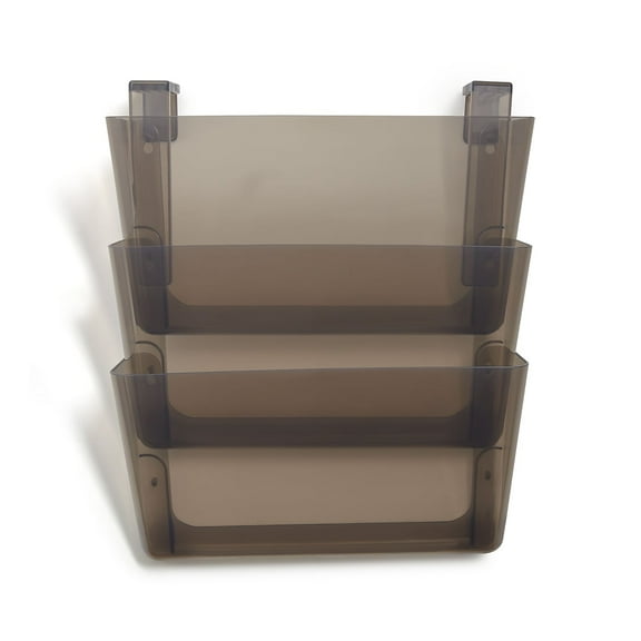 Staples TRU RED Unbreakable 3-Pocket Plastic Letter Wall File Smoke 6/Carton TR55346VS