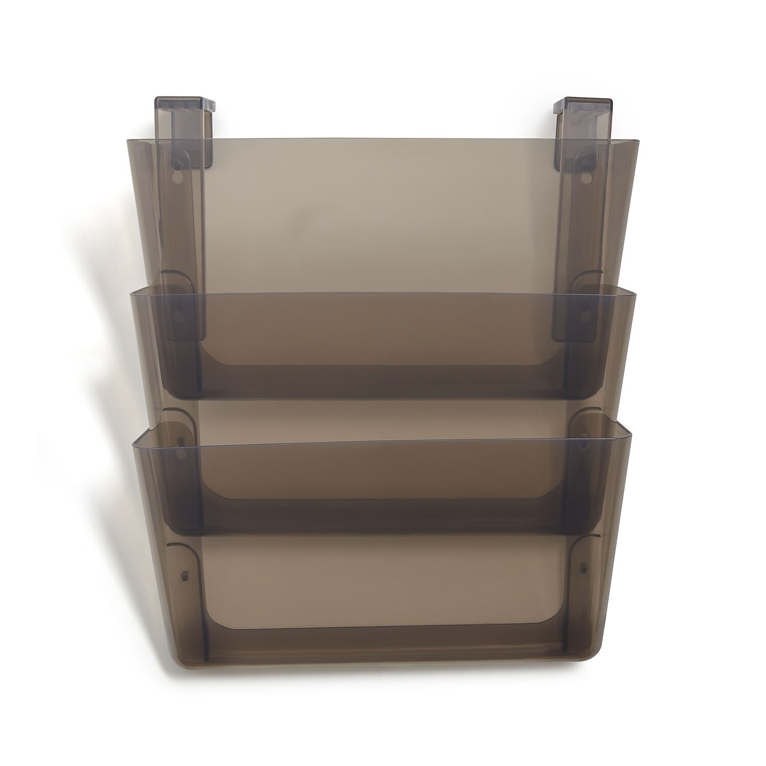 TRU RED Unbreakable 3Pocket Plastic Letter Wall File Smoke 6/Carton