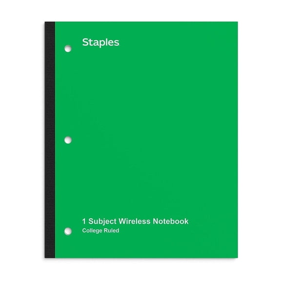 TRU RED Wireless 1-Subject Notebook 8.5" x 11" College 80 Sheets Green TR58380M