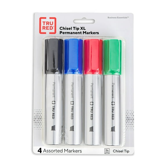 Staples TRU RED XL Tank Permanent Markers Chisel Tip Assorted 8/Carton TR56935VS