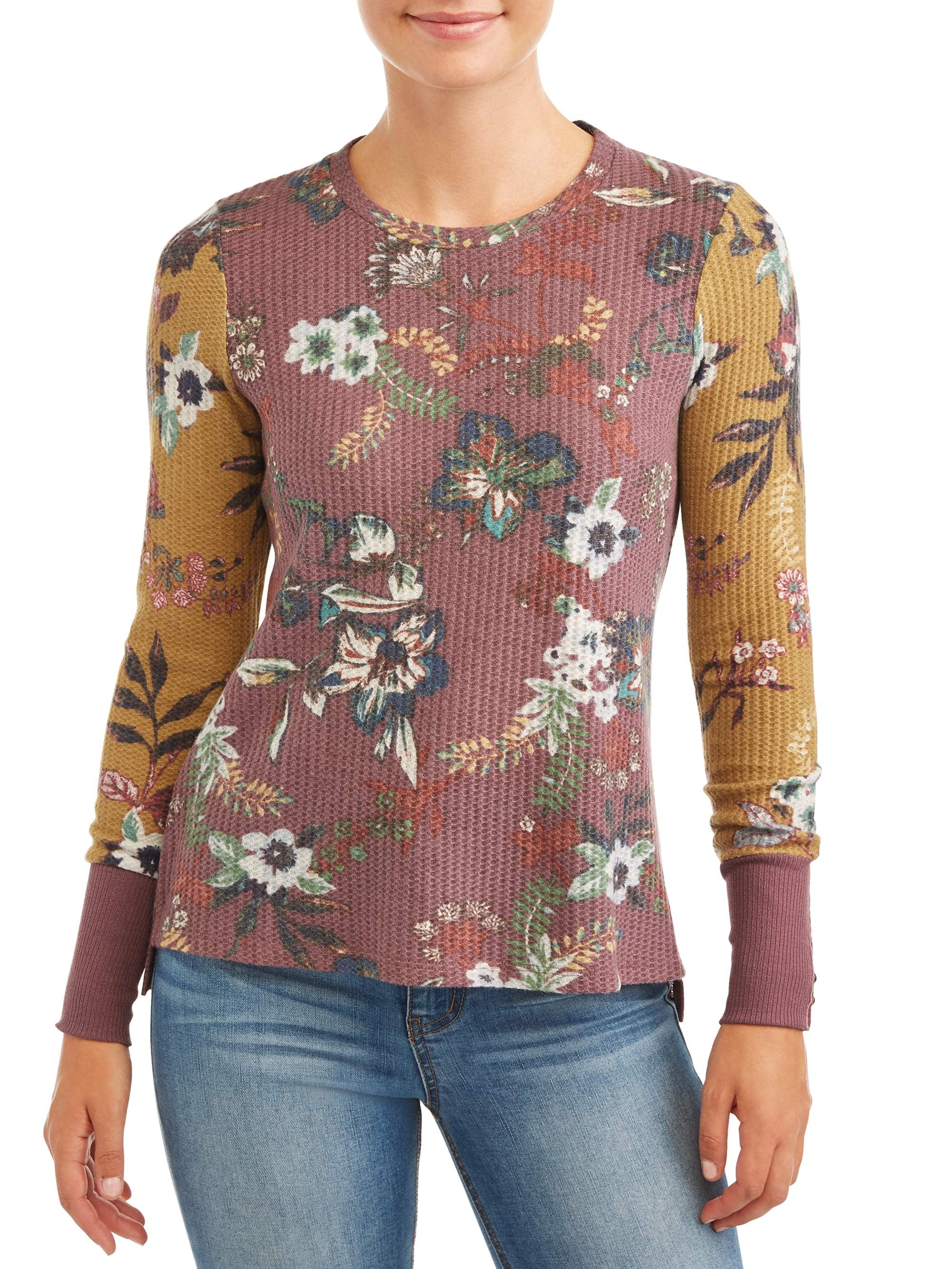 TRU SELF Women's Printed Waffle Shirt