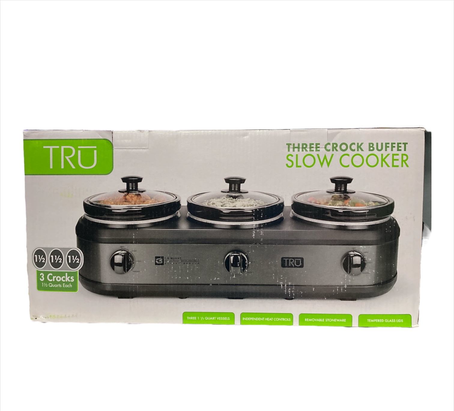 TRU Three 1.5 Quart Crock Buffet Slow Cooker, Black