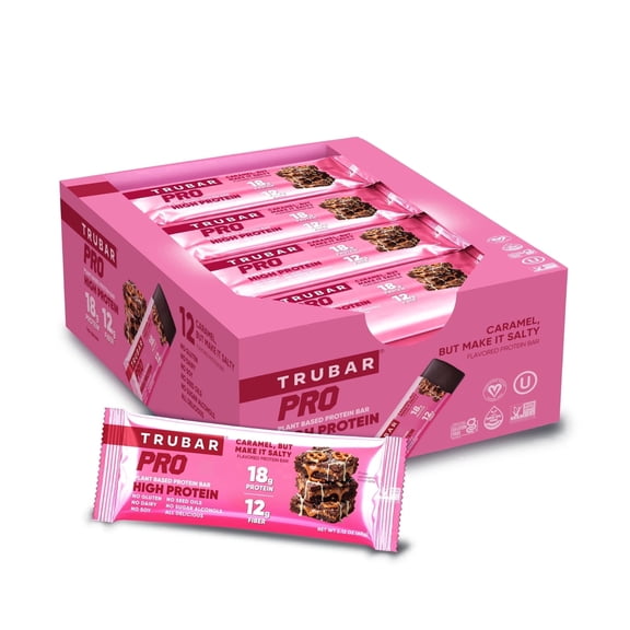 TRUBAR PRO High Protein Bar, 18G Vegan Protein, Caramel But Make It Salty, 12 Bars