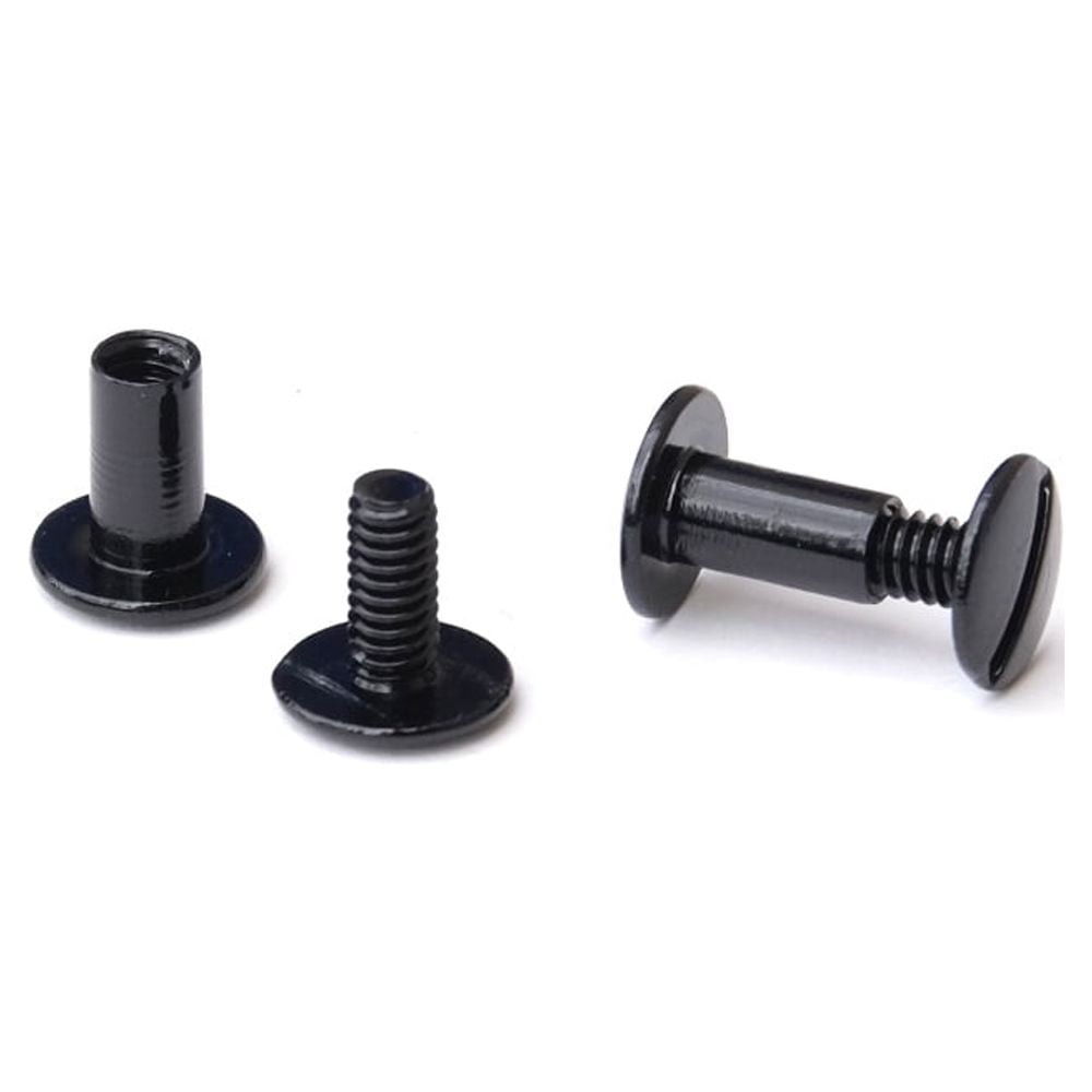TRUBIND Chicago Screw and Post Sets - 1 inch Post Length - 3/16 inch Post  Diameter - Black Aluminum Hardware Fasteners - 100 Screws with 100 Posts  for