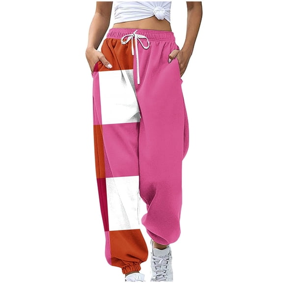TRUBKH Baggy Sweatpants Track Pants Women Winter Pants Ribbed Leggings Women Sweatpants Fleece Joggers for Women Leggings for Women Hot Pink 2xl