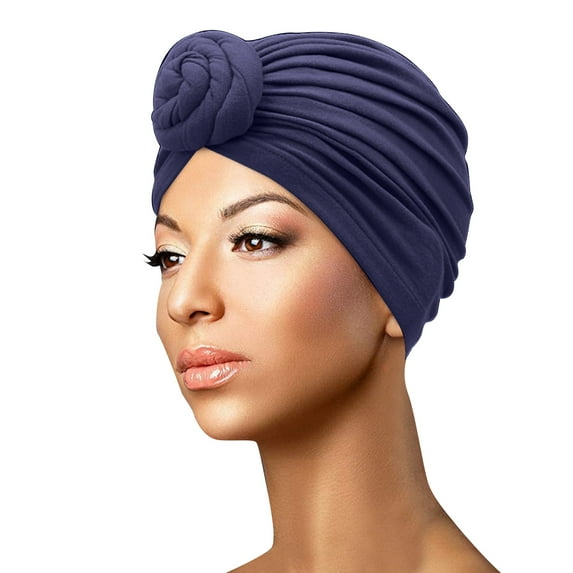 TRUBKH Bandana Beanie for Women Hair Bonnet Hair Cap Headscarf Headband Scarf Skull Cap Head Wraps for Women Navy One Size