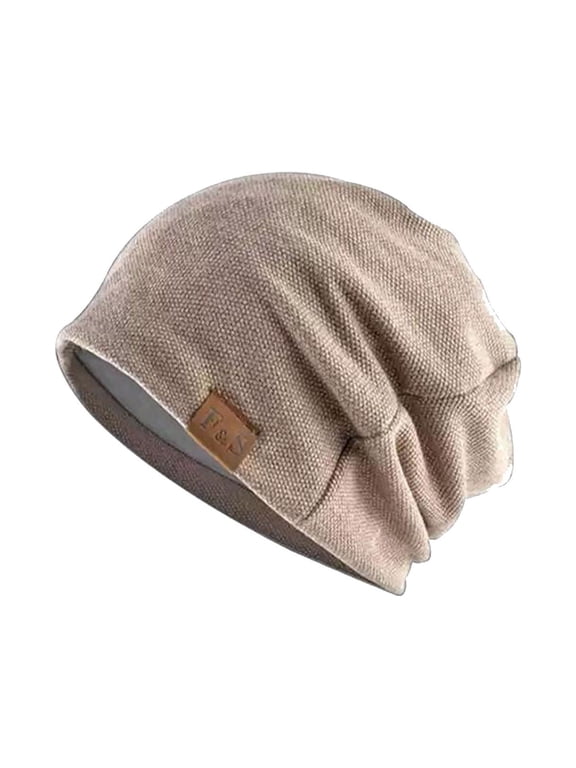 Beanie Sleep Cap Winter Hats for Women Lightweight Beanie Bonnet for Sleeping Wool Hat Knit Cuffed Beanie Wave Cap Bonnet for Men Elasticity Soft Ski Hat Beanie for Men Women Beige One Size
