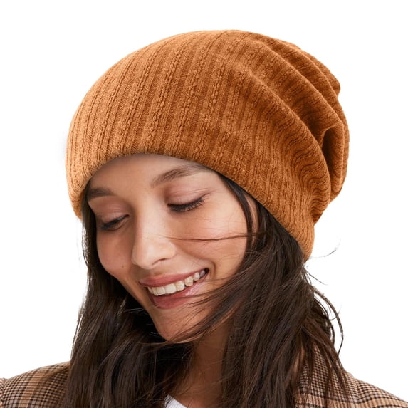 TRUBKH Beanie for Women Lightweight Beanie Cute Beanie Cable Knit Beanie Elasticity Soft Lined Beanie Winter Beanie Warm Hat Knit Hats for Women Winter Hats Beanie Hat Hats for Women Orange One Size