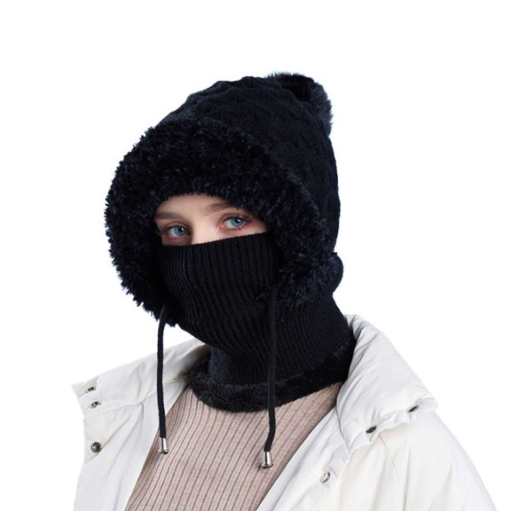 TRUBKH Beanie for Women Slouchy Beanie Running Hat Cable Knit Beanie Warm Hat Winter Beanie Ski Hat Double Layer Winter Hat Heated Hat Beanie Hat Lightweight Beanie Hats for Women Black One Size