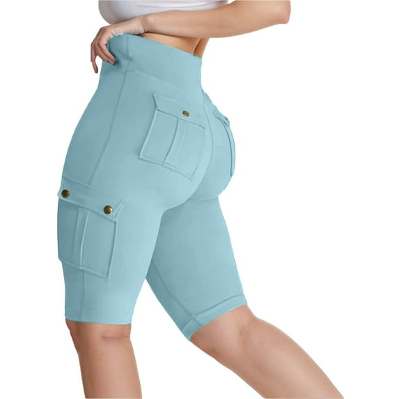 TRUBKH Bermuda Shorts for Women,knee Length Shorts Women,long Shorts for Women,hiking Shorts,shorts for Women,biker Shorts Short Leggings Knee Length Gym Workout Long Shorts Blue L