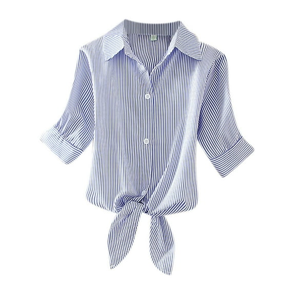 TRUBKH Blouses & Button-down Shirts,short Sleeve Blouse,gauze Shirts for Women,tops for Women,long Button Down Shirts for Women,turn-down Button Sleeve Shirt Collar Tops Short Blouse Dark Blue 3XL