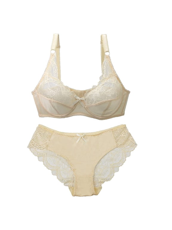 Bra and Panty Sets for Women Lightly Lined Bras Push Up Bra Everyday Bras Lace Bras Everyday Bras Pretty Bras Seamless Bra Open Cup Bra Everyday Bras Seamless Bra Shee Bras Bra Sets Beige 80B