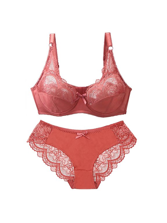 Bra and Panty Sets for Women Low Brief Bra Sets Push Up Bra Comfortable Bras Seamless Bra Everyday Bras Lace Bras Lace Brief Bra Sets Everyday Bras Seamless Bra Sheer Bra Red 95B