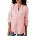 thumbnail image 1 of TRUBKH Button Down Shirts Long Sleeve Shirts for Women Linen Tops for Women Woman's Shirts Autumn and New V Neck Pocket Cotton Linen Size Long Sleeved Shirt Top Short Sleeve Shirts for Women Pink L, 1 of 3