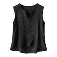 thumbnail image 1 of TRUBKH Camisole Tops Womens Summer Tops Linen Tank Womens Sleeveless Basic Cami Tanks Scoop Neck V Neck Camisole Tunic Blouses Basic Tight T Shirts Adjustable Spaghetti Strap Black M, 1 of 6