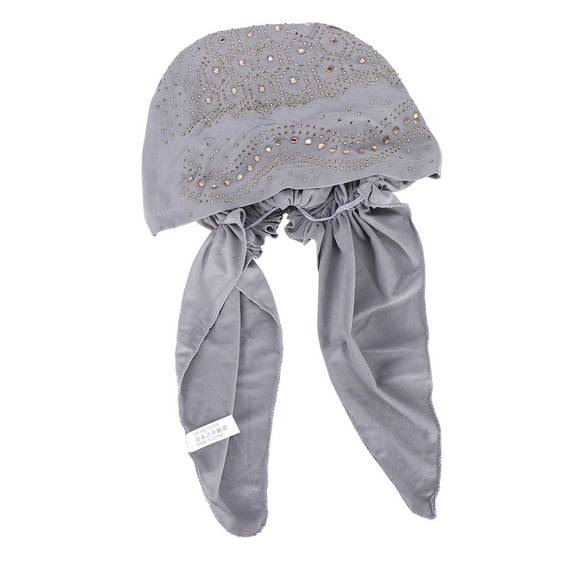 TRUBKH Caps for Women Hair Towels for Women Headbands for Women Silk Hair Wrap Sweatbands for Women Turban Headbands Head Bandana Gray One Size