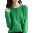thumbnail image 1 of TRUBKH Cardigan Sweaters for Women Button Up Cardigans Flowy Stretch Soft Cute Cardigan Slim Fit Thin Tops Cable Knit Cardigan Cropped Cardigan Cotton Blend Crew Neck Soft Green 2XL, 1 of 9