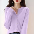 thumbnail image 1 of TRUBKH Cardigan Sweaters for Women Button Down Shirts Casual Cardigans Slim Fit Knit Sweater Jackets Loose Open Front Flowy Cute Cardigan Thin Tops Knit Shrugs Sweaters Cotton Blend Purple 2XL, 1 of 4