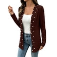 thumbnail image 1 of TRUBKH Cardigan Sweaters for Women Crochet Tops Knit Button Up Sheer Cardigans Sunscreen Cardigan Cloud Cardigan Hollow Out Business Casual Outfits for Work Office Brown 2XL, 1 of 5