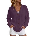 thumbnail image 1 of TRUBKH Cardigan Sweaters for Women's Button Down Cardigan Open Front Cardigan Sweaters Solid Tops Business Casual Outfits for Women Stretch Knit Cardigan Stretch Knit Cardigan Purple M, 1 of 4