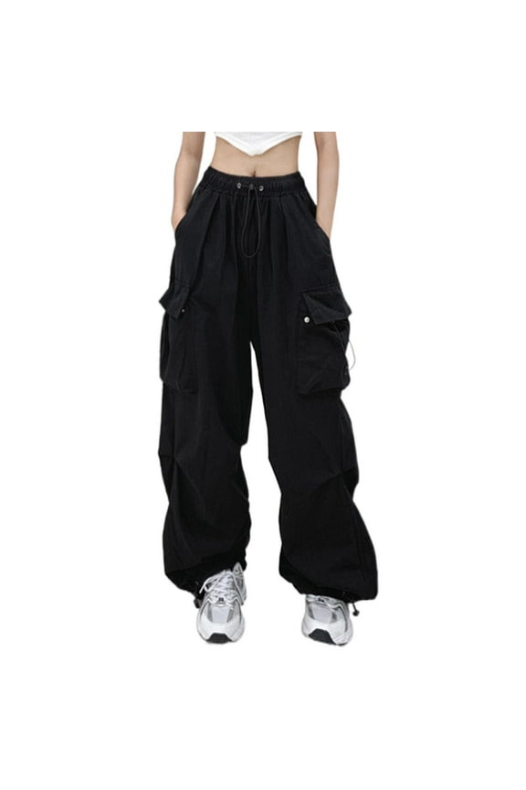 Cargo Pants Women,joggers for Women,parachute Pants Woman,skinny Jeans for Women,pants for Women,baggy Cargo Pants Streetwear Joggers Drawstring Wide Leg Trousers Black XL