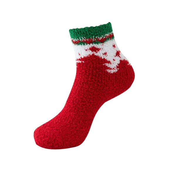 TRUBKH Christmas Stockings Fuzzy Socks for Women Gripper Socks for Women Grip Socks Ruffle Socks Long Socks for Women Hiking Socks Red 1 One Size