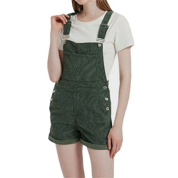 TRUBKH Corduroy Overalls for Women Overall Shorts for Women Bib Overalls Women Denim Overalls for Women Denim Romper for Women Denim Romper Womens Overalls Shorts Green S