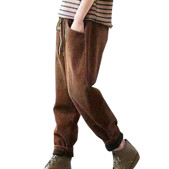 TRUBKH Corduroy Pants Women Baggy Pants Jogger Pants Vintage Pants Fall Pants Plaid Pants for Women Womens Corduroy Pants Coffee L