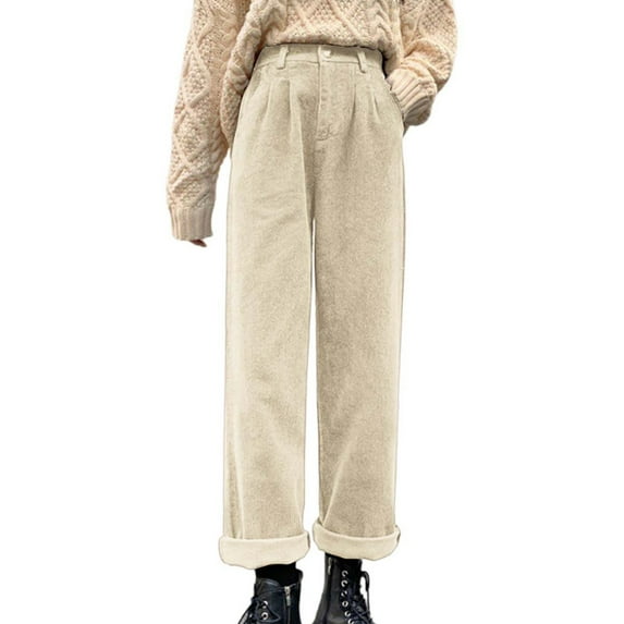TRUBKH Corduroy Pants Women Cargo Pants Vintage Pants Womens Fall Pants Womens Pants Trendy Bellbottoms Pants for Women Cargo Pants Baggy Beige L