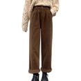 thumbnail image 1 of TRUBKH Corduroy Pants Women Cargo Pants Vintage Pants Womens Pants Trendy Barrel Pants Women Wool Pants for Women Waffle Knit Pants Women Brown 2xl, 1 of 3