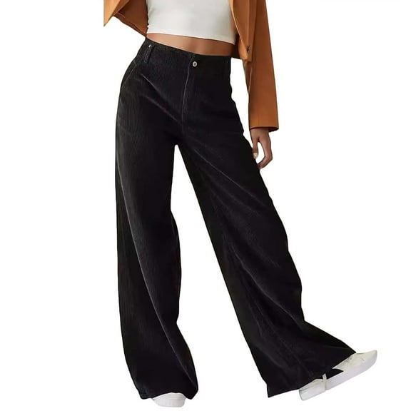 TRUBKH Corduroy Pants Women Straight Leg Pants Women High Waisted Pants for Women Barrel Pants Women Barrel Leg Pants Women Vintage Pants Cute Pants for Women Black 2xl