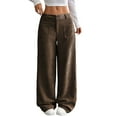 thumbnail image 1 of TRUBKH Corduroy Pants Women Straight Leg Pants Women Womens Cargo Pants with Pockets Cargo Sweatpants Wide Leg Sweat Pants Plaid Pants for Women Coffee L, 1 of 5