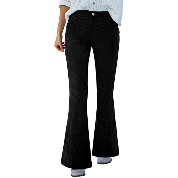 TRUBKH Corduroy Pants Women Wide Leg Sweat Pants Concert Pants for Women High Waisted Cargo Pants Corduroy Flare Pants Women Vintage Pants Waffle Knit Pants Women Black 3xl