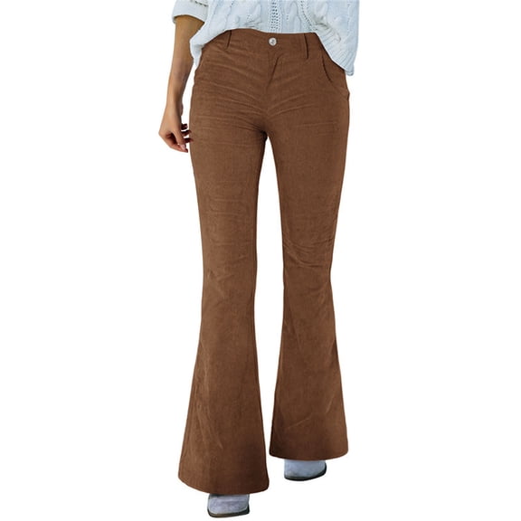 TRUBKH Corduroy Pants Women Wide Leg Sweat Pants Concert Pants for Women Womens Corduroy Pants Baggy Cargo Pants Waffle Knit Pants Women Corduroy Flare Pants Women Brown Xl