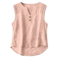 thumbnail image 1 of TRUBKH Cotton Linen Gauze Shirts Flowy Tank Tops for Women Tunic Blouses Womens Sleeveless Spring Outfits 2026 Linen Tank Basic Cute Tops Adjustable Spaghetti Strap Going Out Clothes Outfits Pink 1 M, 1 of 5