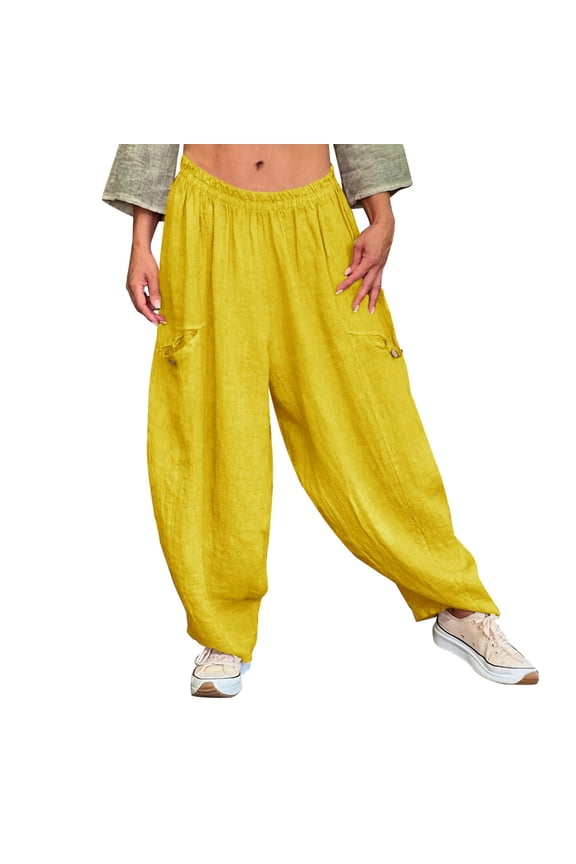 Cotton Linen Pants Baggy Tapered Pants Women Beach Baggy Trousers Barrel Palazzo Pants Beach Palazzo Harem Pants Lounge Pants Paperbag Pant Drop Crotch Harem Pants Gaucho Pant Gold L