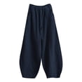 thumbnail image 1 of TRUBKH Cotton Linen Pants Balloon Pants Drop Crotch Harem Pants Women's Sweatpants Resort Wear for Women 2026 Baggy Yoga Pants Women Lounge Pants Beach Palazzo Harem Pants Pull On Pants Blue XL, 1 of 9