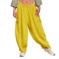 thumbnail image 1 of TRUBKH Cotton Linen Pants Beach Baggy Trousers Barrel Palazzo Pants Baggy Pants Elastic Ankle Pants Women Baggy Yoga Pants Women Drop Crotch Harem Pants Beach Palazzo Harem Pants Gold 5XL, 1 of 5