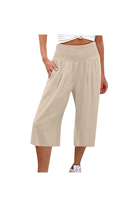 Cotton Linen Pants Breezy Pants Women Linen Capri Pants Lounge Pants Lounge Trousers Cotton Drawstring Pants Women Loose Yoga Trousers Flowy Pants Paperbag Pant Pull On Pants Beige 2XL