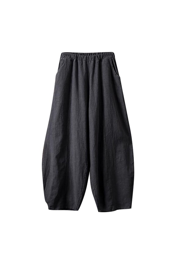 Cotton Linen Pants Lounge Pants Gaucho Pant Baggy Pants Beach Palazzo Harem Pants Pull On Pants Balloon Pants Paperbag Pant Boho Yoga Trousers Drop Crotch Harem Pants Gray L